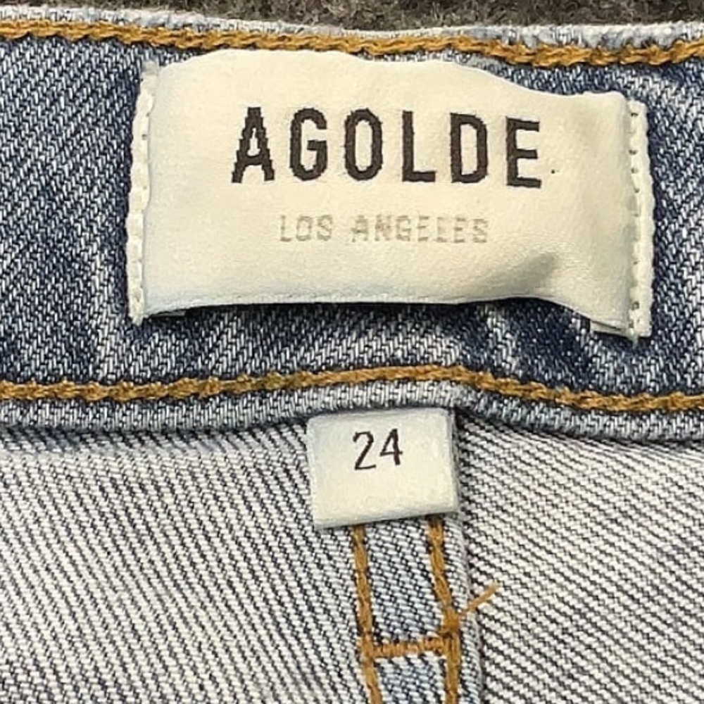 Agolde Tapered Straight Distressed Riley Jean High Rise Button Fly Size 24 - Picture 4 of 7